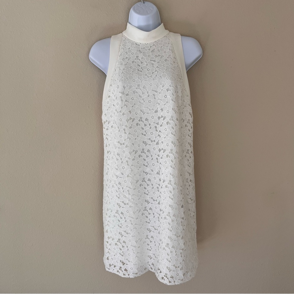 Amsale Floral Lace Shift Dress‎ Size 6 White NWT Wedding Event Graduation